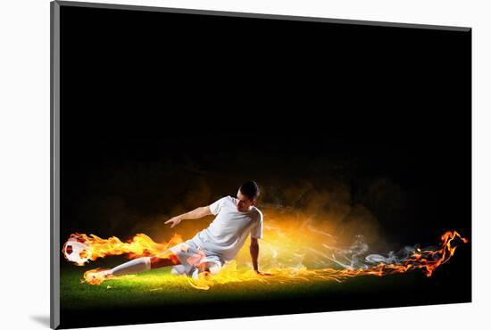 Image of Football Player in White Shirt-Sergey Nivens-Mounted Photographic Print