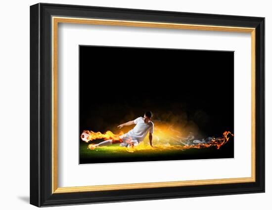 Image of Football Player in White Shirt-Sergey Nivens-Framed Photographic Print