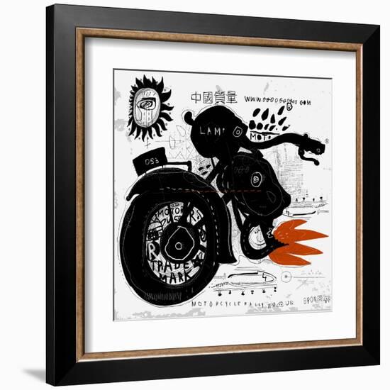 Image of motorcycle, which is made in the style of graffiti-Dmitriip-Framed Art Print