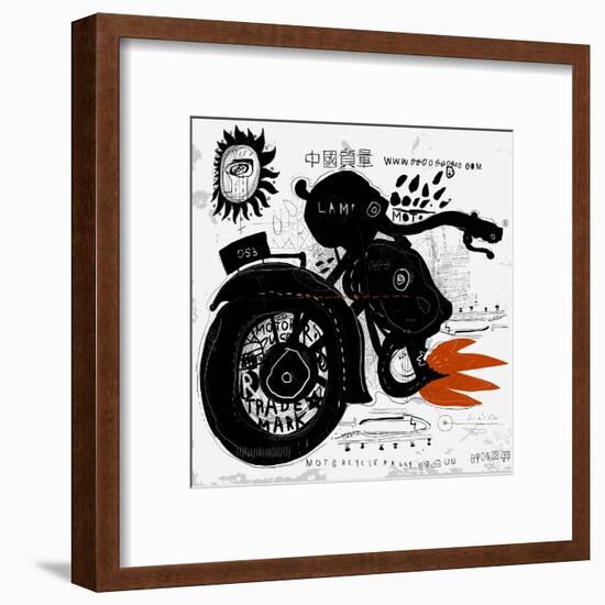 Image of motorcycle, which is made in the style of graffiti-Dmitriip-Framed Art Print