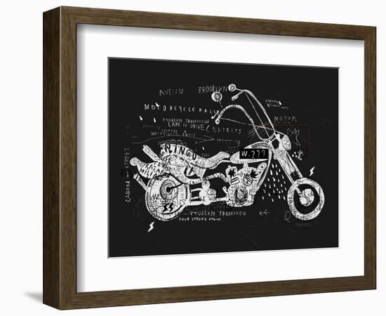 Image of Motorcycle, Which is Made in the Style of Graffiti-Dmitriip-Framed Art Print