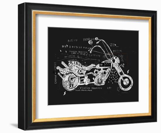 Image of Motorcycle, Which is Made in the Style of Graffiti-Dmitriip-Framed Art Print