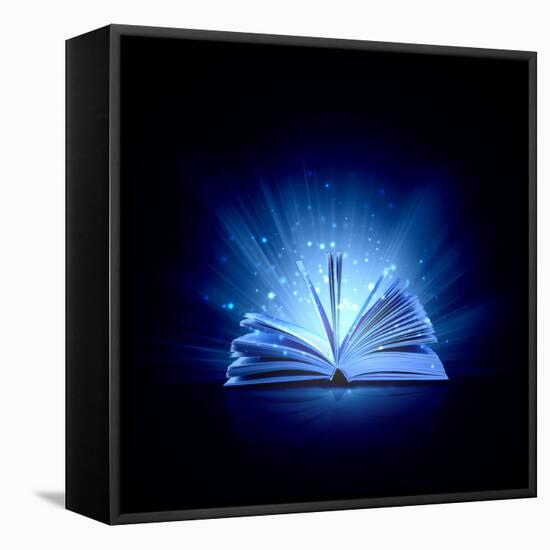 Image of Opened Magic Book with Magic Lights-Sergey Nivens-Framed Premier Image Canvas