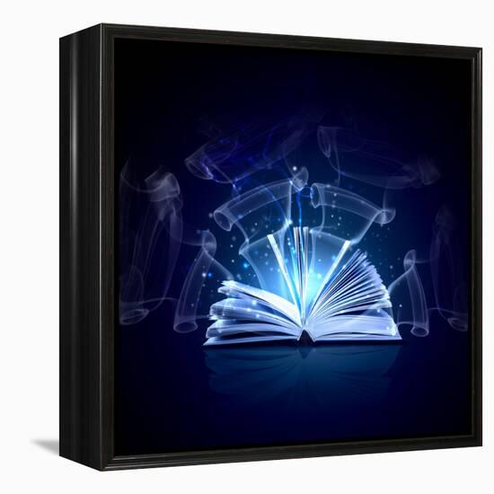 Image of Opened Magic Book with Magic Lights-Sergey Nivens-Framed Premier Image Canvas