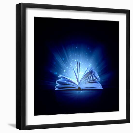 Image of Opened Magic Book with Magic Lights-Sergey Nivens-Framed Photographic Print