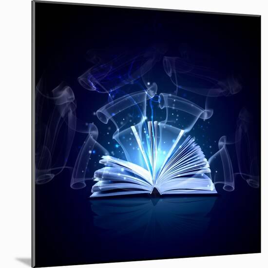 Image of Opened Magic Book with Magic Lights-Sergey Nivens-Mounted Photographic Print