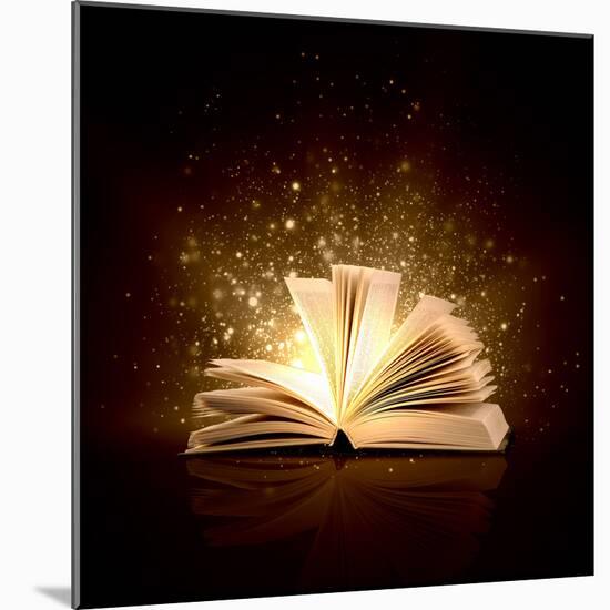 Image of Opened Magic Book with Magic Lights-Sergey Nivens-Mounted Photographic Print