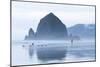 Image Of Young Woman Running On The Beach In Cannon Beach, Oregon-Justin Bailie-Mounted Photographic Print