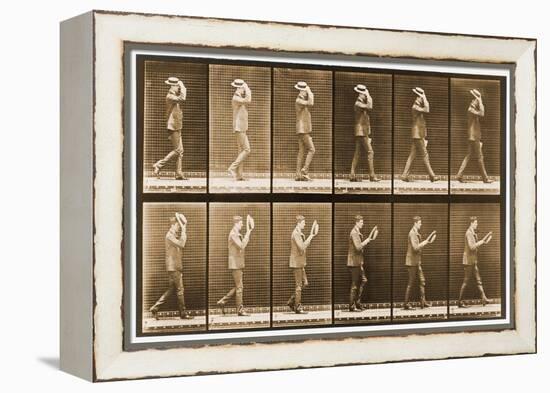 Image Sequence of a Man with a Hat Walking, 'Animal Locomotion' Series, C.1887-Eadweard Muybridge-Framed Premier Image Canvas