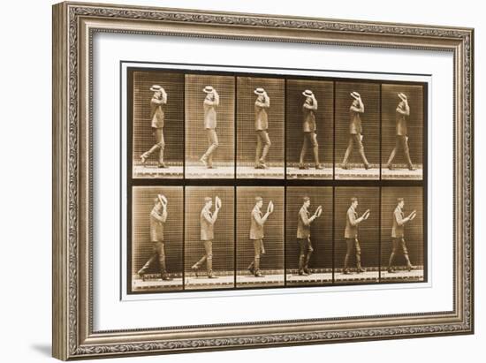 Image Sequence of a Man with a Hat Walking, 'Animal Locomotion' Series, C.1887-Eadweard Muybridge-Framed Giclee Print