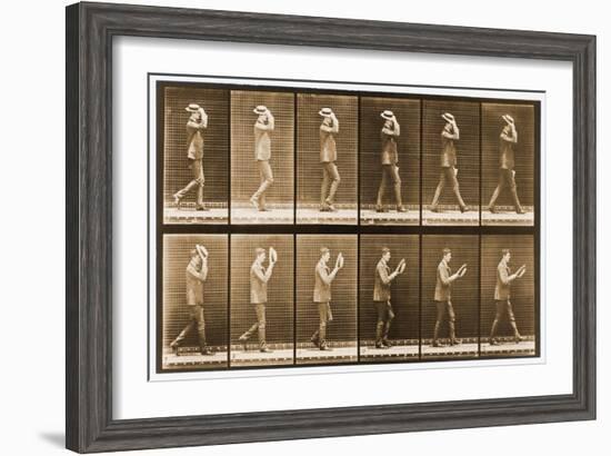 Image Sequence of a Man with a Hat Walking, 'Animal Locomotion' Series, C.1887-Eadweard Muybridge-Framed Giclee Print