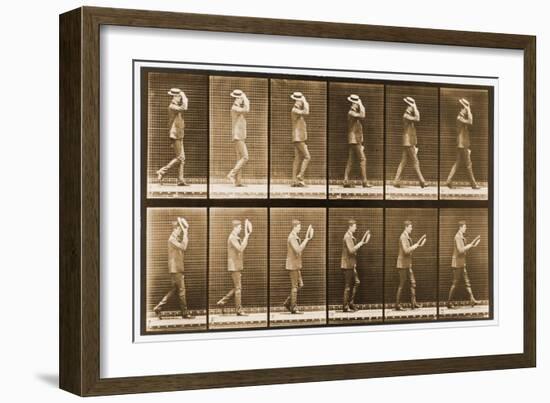 Image Sequence of a Man with a Hat Walking, 'Animal Locomotion' Series, C.1887-Eadweard Muybridge-Framed Giclee Print