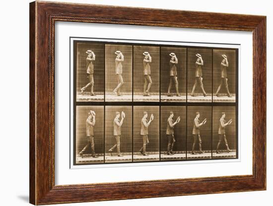 Image Sequence of a Man with a Hat Walking, 'Animal Locomotion' Series, C.1887-Eadweard Muybridge-Framed Giclee Print