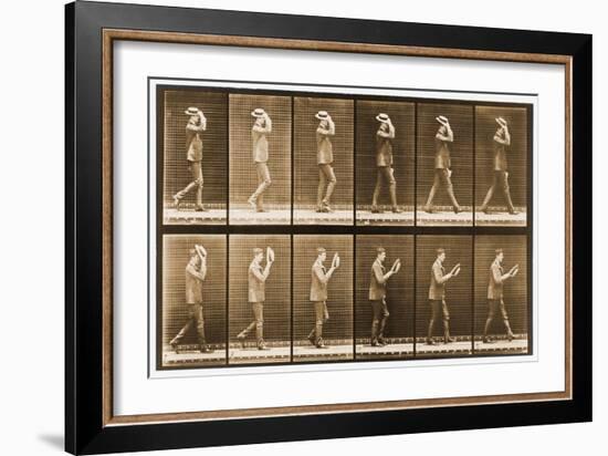 Image Sequence of a Man with a Hat Walking, 'Animal Locomotion' Series, C.1887-Eadweard Muybridge-Framed Giclee Print