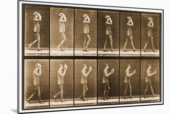 Image Sequence of a Man with a Hat Walking, 'Animal Locomotion' Series, C.1887-Eadweard Muybridge-Mounted Giclee Print