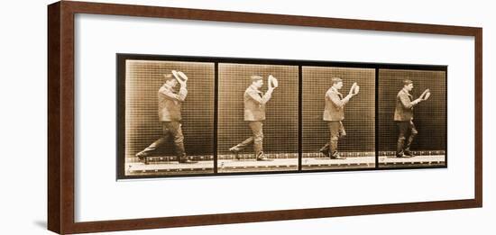 Image Sequence of a Man with a Hat Walking, 'Animal Locomotion' Series, C.1887-Eadweard Muybridge-Framed Giclee Print