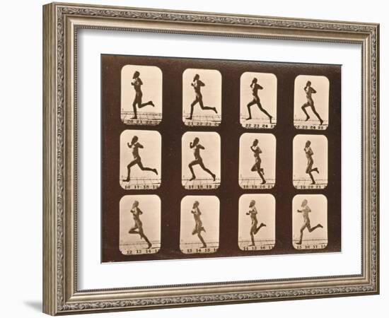 Image Sequence of Athletes. Running, 'Animal Locomotion' Series, C.1881-Eadweard Muybridge-Framed Giclee Print