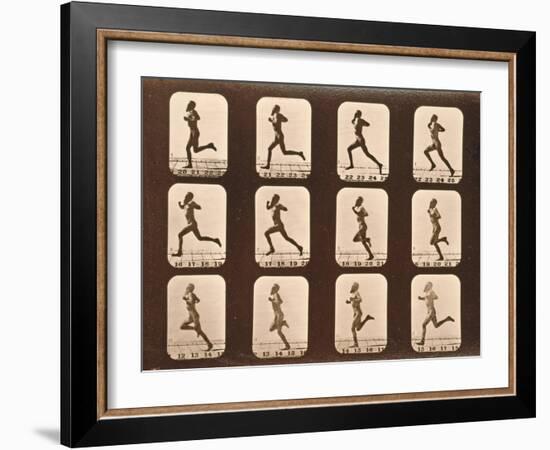 Image Sequence of Athletes. Running, 'Animal Locomotion' Series, C.1881-Eadweard Muybridge-Framed Giclee Print