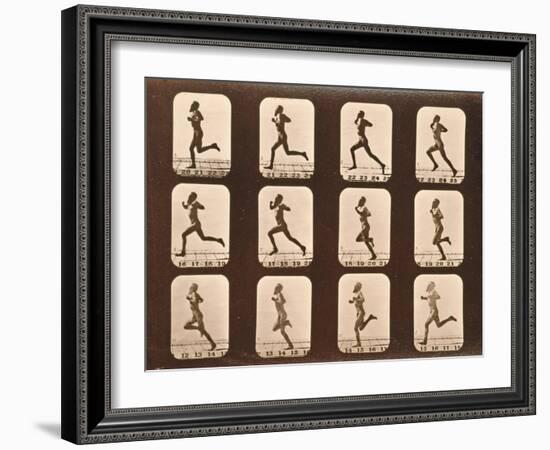 Image Sequence of Athletes. Running, 'Animal Locomotion' Series, C.1881-Eadweard Muybridge-Framed Giclee Print