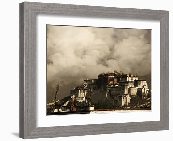 Image Taken in 2006 and Partially Toned, Dramatic Clouds Building Behind the Potala Palace, Tibet-Don Smith-Framed Photographic Print