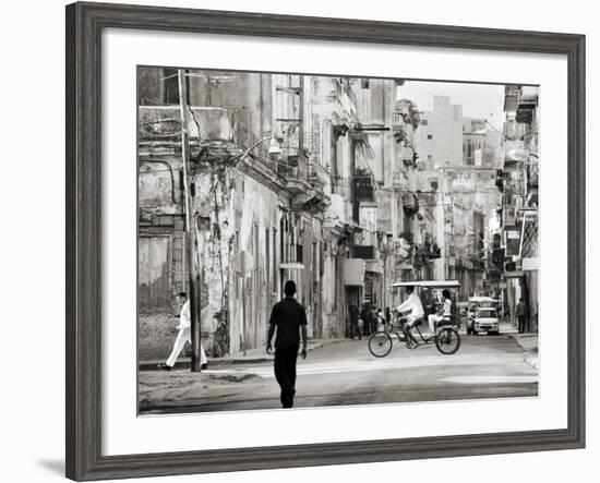 Image Taken with a Holga Medium Format 120 Film Toy Camera of View Along Busy Street, Havana, Cuba-Lee Frost-Framed Photographic Print