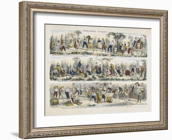 Imagerie nouvelle. Les vendanges-null-Framed Giclee Print