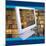 Images of Book Shelves on Computer Screen-null-Mounted Photographic Print