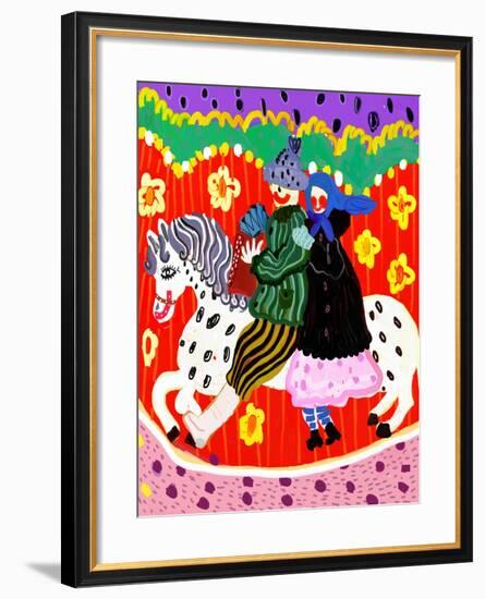 Images of Men and Women Who Ride on a White Horse-Dmitriip-Framed Art Print