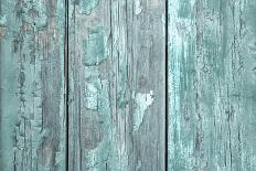 Turquoise or Mint Green Wooden Old Patterned Background in Vintage Style.-Imagesbavaria-Mounted Photographic Print