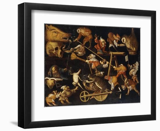 Imaginary Animals and Dwarfs Fighting, Drinking and Carousing-Faustino Bocchi-Framed Giclee Print