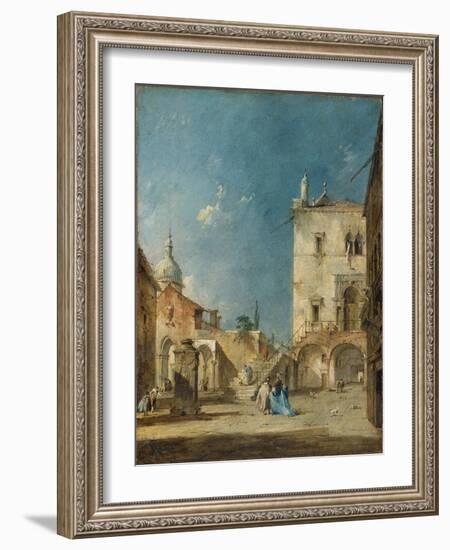 Imaginary View of a Venetian Square or Campo, c.1780-Francesco Guardi-Framed Giclee Print