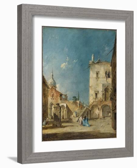 Imaginary View of a Venetian Square or Campo, c.1780-Francesco Guardi-Framed Giclee Print