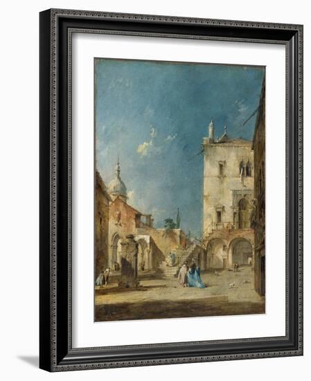 Imaginary View of a Venetian Square or Campo, c.1780-Francesco Guardi-Framed Giclee Print