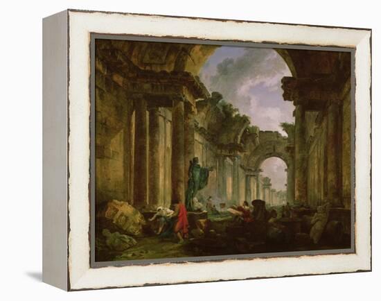 Imaginary View of the Grand Gallery of the Louvre in Ruins, 1796-Hubert Robert-Framed Premier Image Canvas