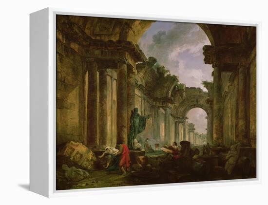 Imaginary View of the Grand Gallery of the Louvre in Ruins, 1796-Hubert Robert-Framed Premier Image Canvas