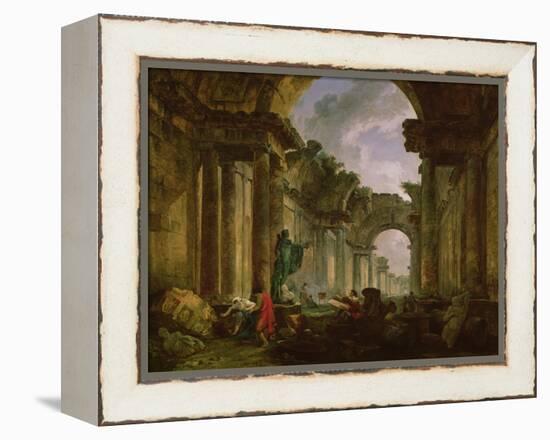 Imaginary View of the Grand Gallery of the Louvre in Ruins, 1796-Hubert Robert-Framed Premier Image Canvas