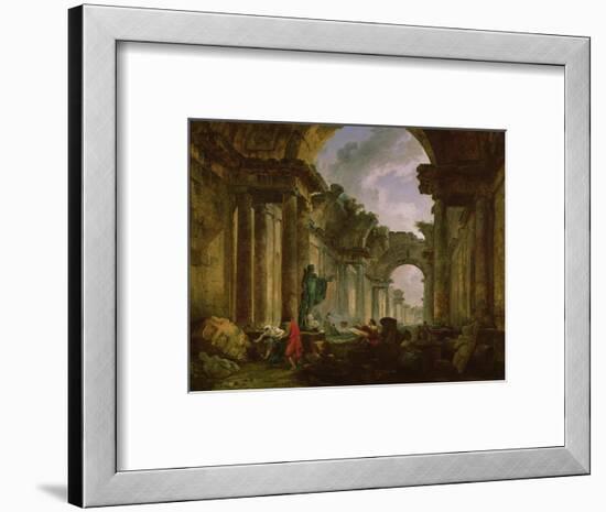 Imaginary View of the Grand Gallery of the Louvre in Ruins, 1796-Hubert Robert-Framed Premium Giclee Print