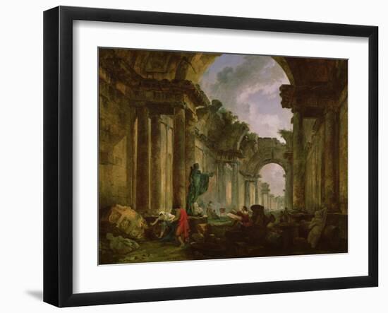 Imaginary View of the Grand Gallery of the Louvre in Ruins, 1796-Hubert Robert-Framed Giclee Print
