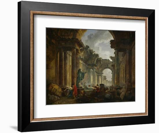 Imaginary View of the Ruins of the Grande Galerie of the Louvre Palace, 1796-Hubert Robert-Framed Giclee Print