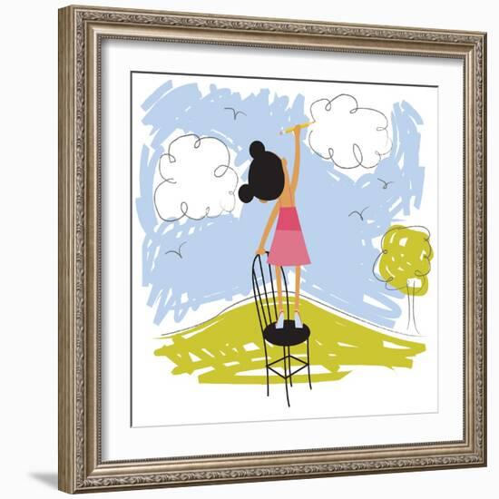 Imaginative little girl-Harry Briggs-Framed Giclee Print