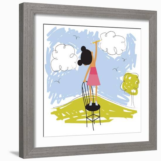 Imaginative little girl-Harry Briggs-Framed Giclee Print