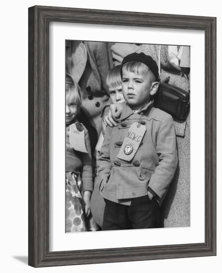 Immigrant Children Wearing Tags, Arriving in Us-Michael Rougier-Framed Photographic Print