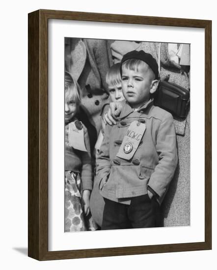 Immigrant Children Wearing Tags, Arriving in Us-Michael Rougier-Framed Photographic Print