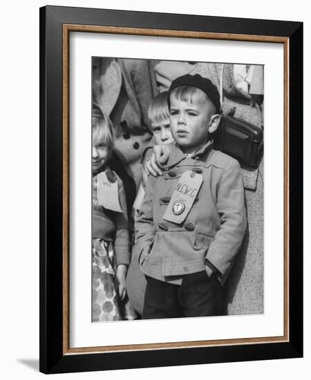 Immigrant Children Wearing Tags, Arriving in Us-Michael Rougier-Framed Photographic Print