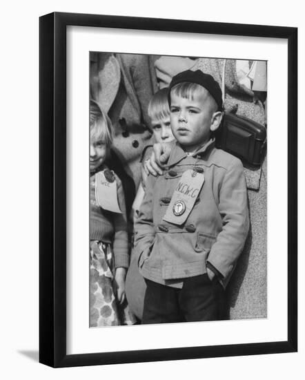 Immigrant Children Wearing Tags, Arriving in Us-Michael Rougier-Framed Photographic Print