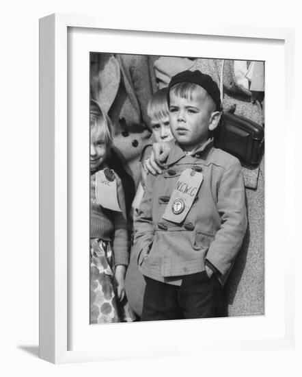 Immigrant Children Wearing Tags, Arriving in Us-Michael Rougier-Framed Photographic Print