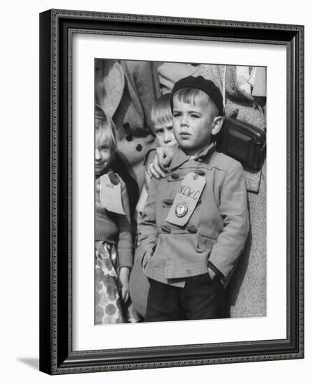 Immigrant Children Wearing Tags, Arriving in Us-Michael Rougier-Framed Photographic Print