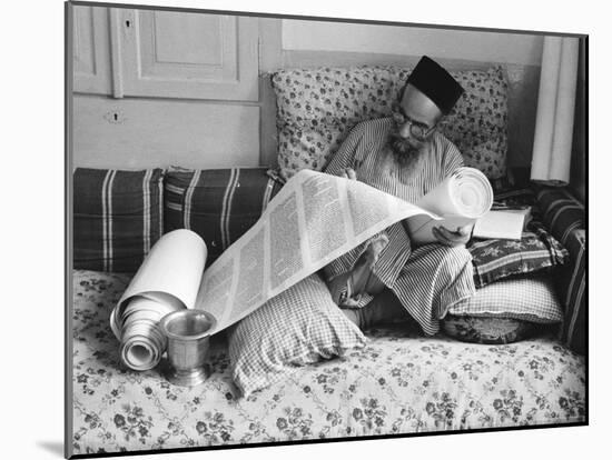 Immigrant Israeli Religious Scholar from Yemen Repairing Scrolls of an Old Torah-Paul Schutzer-Mounted Photographic Print