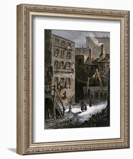 Immigrant Tenements in Donovan Lane near Five-Points, New York City, 1870s-null-Framed Giclee Print