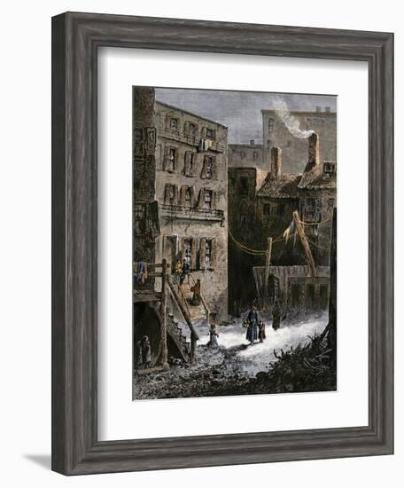 Immigrant Tenements in Donovan Lane near Five-Points, New York City, 1870s-null-Framed Giclee Print